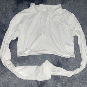 White zip up crop top